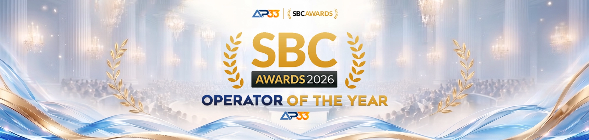 AP33 Operator of the Year recognition banner for the SBC Awards 2026.
